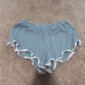 Grey Ruffle Trim Women's Shorts